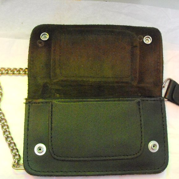Unisex leather biker chain wallet - Picture 2 of 3